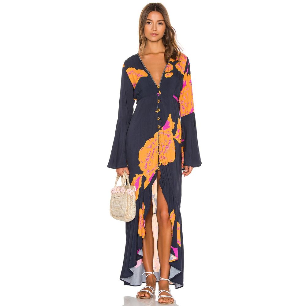 Maaji Prairie Rocket Maxi Dress Button Front Rayon Duster Revolve